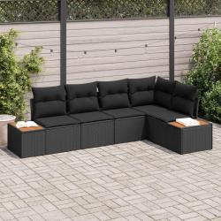 Ensemble de canap&eacute; de jardin avec coussin 5 pcs Noir Poly rotin
