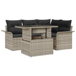 Ensemble de canap&eacute; de jardin 5 pcs Gris clair Poly rotin