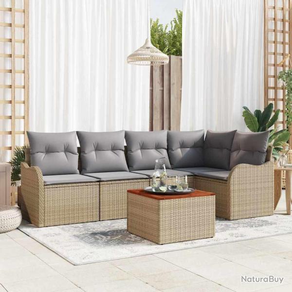 Ensemble de canap� de jardin 6 pcs Beige et Gris clair