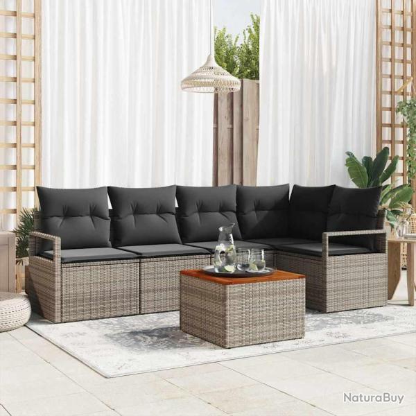 Ensemble de canap� de jardin avec stockage 6 pcs Gris polyrotin