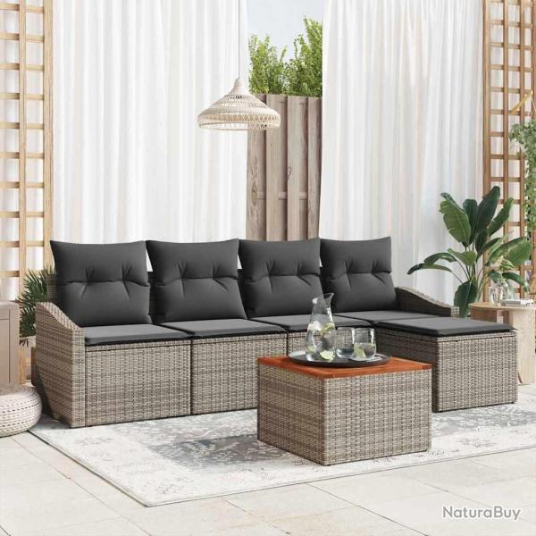 Ensemble de canap� de jardin avec stockage 6 pcs Gris polyrotin