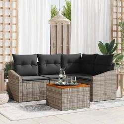 Ensemble de canap&eacute; de jardin avec stockage 5 pcs Gris polyrotin