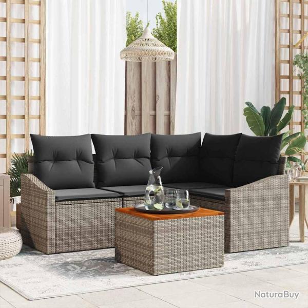 Ensemble de canap� de jardin avec stockage 5 pcs Gris polyrotin