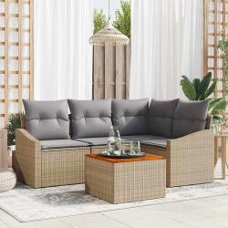 Ensemble de canap&eacute; de jardin 5 pcs Beige et Gris clair