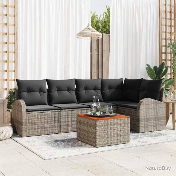 Ensemble de canap� de jardin avec stockage 6 pcs Gris polyrotin