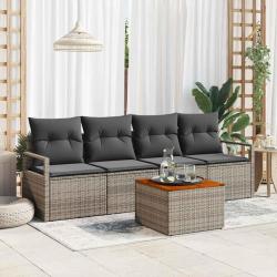 Ensemble de canap&eacute; de jardin avec stockage 5 pcs Gris polyrotin