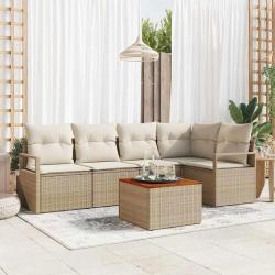 Ensemble de canap&eacute; de jardin 6 pcs Beige et cr&egrave;me polyrotin