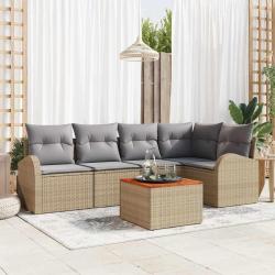 Ensemble de canap&eacute; de jardin 6 pcs Beige et Gris clair