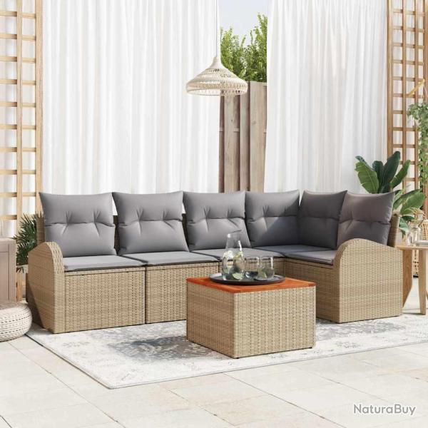 Ensemble de canap� de jardin 6 pcs Beige et Gris clair