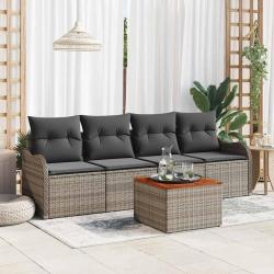 Ensemble de canap&eacute; de jardin avec stockage 5 pcs Gris polyrotin