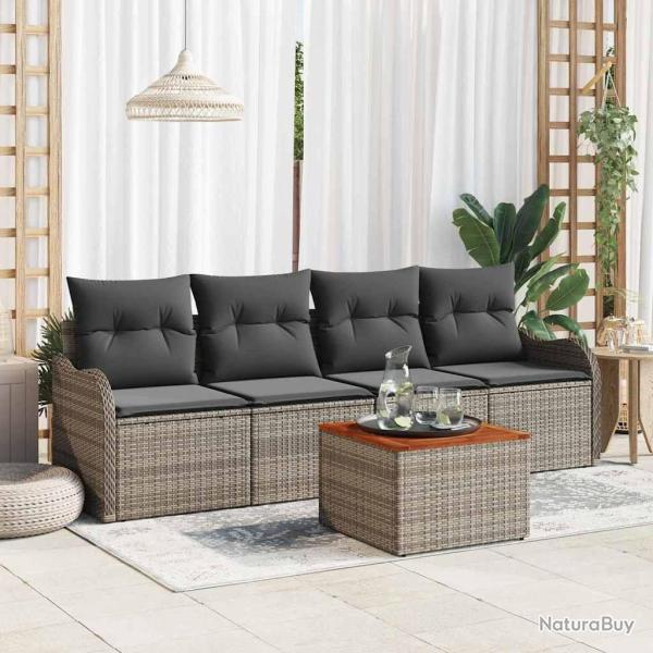 Ensemble de canap� de jardin avec stockage 5 pcs Gris polyrotin