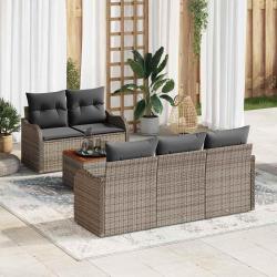 Ensemble de canap&eacute; de jardin avec stockage 6 pcs Gris polyrotin