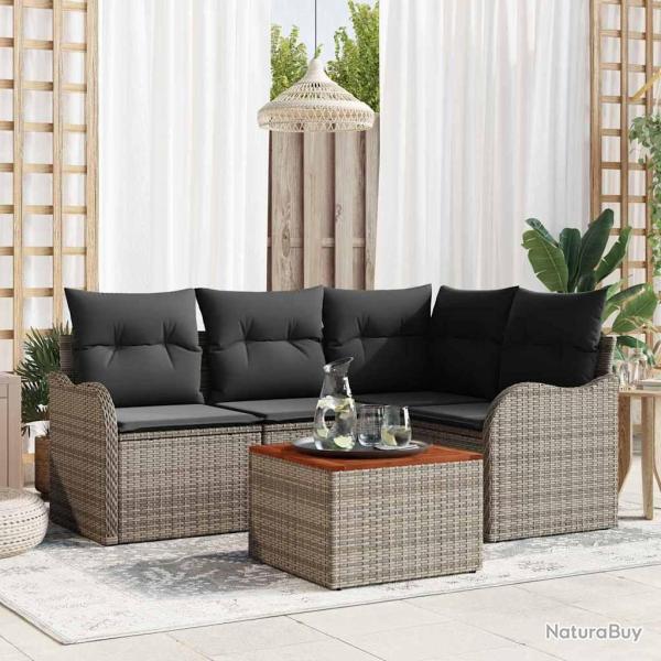 Ensemble de canap� de jardin avec stockage 5 pcs Gris polyrotin