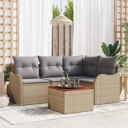 Ensemble de canap&eacute; de jardin 5 pcs Beige et Gris clair