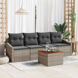 Ensemble de canap&eacute; de jardin avec stockage 5 pcs Gris polyrotin