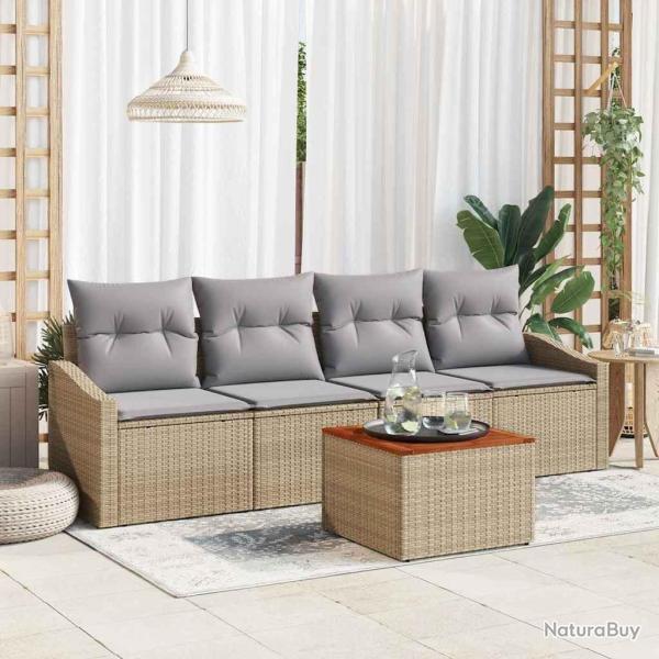 Ensemble de canap� de jardin 5 pcs Beige et Gris clair