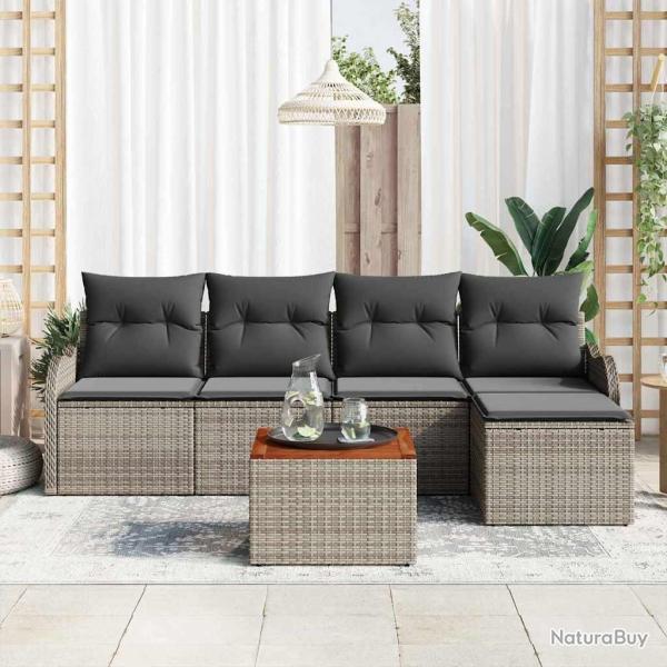 Ensemble de canap� de jardin avec stockage 6 pcs Gris polyrotin