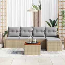 Ensemble de canap&eacute; de jardin 6 pcs Beige et Gris clair