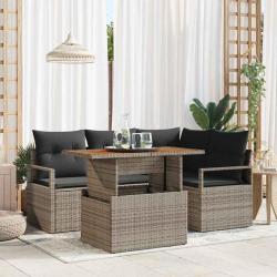 Ensemble de canap&eacute; de jardin 5 pcs Gris Poly rotin
