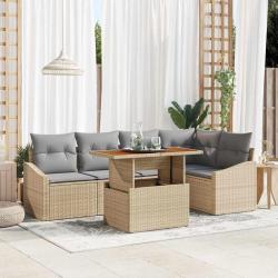 Ensemble de canap&eacute; de jardin 6 pcs Beige Poly rotin