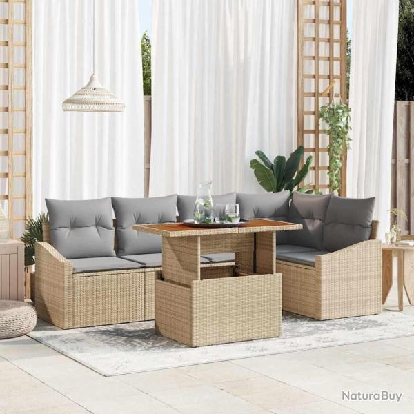 Ensemble de canap� de jardin 6 pcs Beige Poly rotin