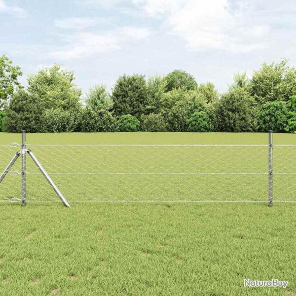 Poteau de cl�ture. Argent� 10 x 0,4 m (maillage de 50 mm) Acier