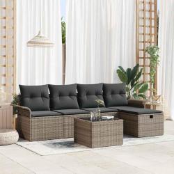 Ensemble de canap&eacute; de jardin avec coussin 6 pcs Gris polyrotin