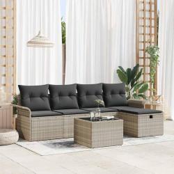 Ensemble de canap&eacute; de jardin 6 pcs Gris clair polyrotin