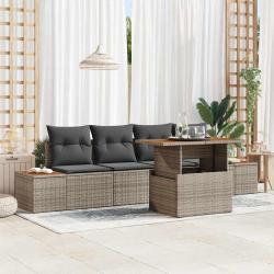 Ensemble de canap&eacute; de jardin 5 pcs Gris Poly rotin