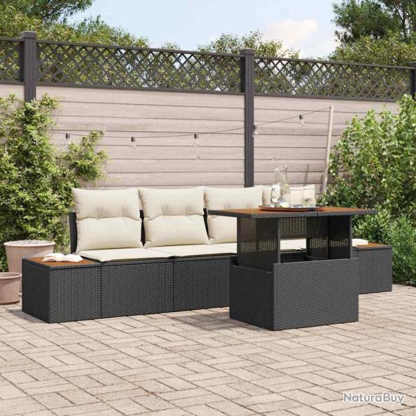 Ensemble de canap� de jardin 5 pcs Noir Poly rotin