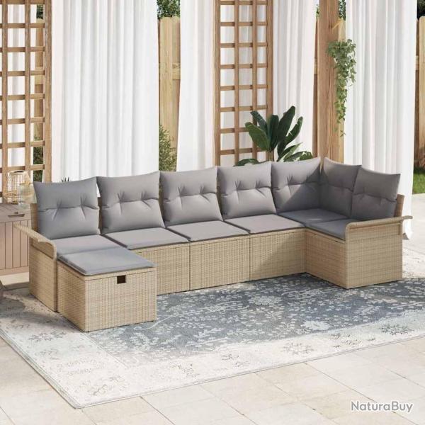 Ensemble de canap� de jardin 7 pcs Beige et Gris clair