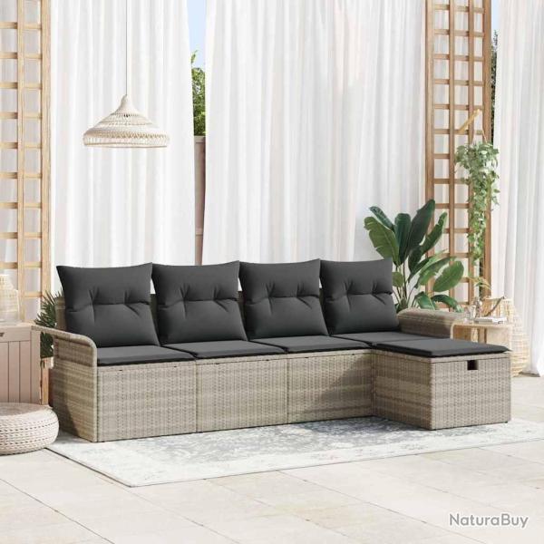 Ensemble de canap� de jardin 5 pcs Gris clair polyrotin