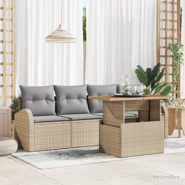Ensemble de canap� de jardin 5 pcs Beige Poly rotin