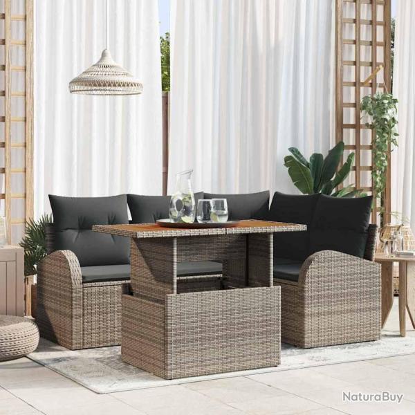 Ensemble de canap� de jardin 5 pcs Gris Poly rotin