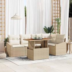 Ensemble de canap&eacute; de jardin 6 pcs Beige Poly rotin