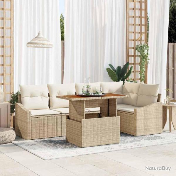 Ensemble de canap� de jardin 6 pcs Beige Poly rotin