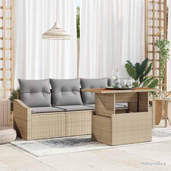 Ensemble de canap� de jardin 5 pcs Beige Poly rotin