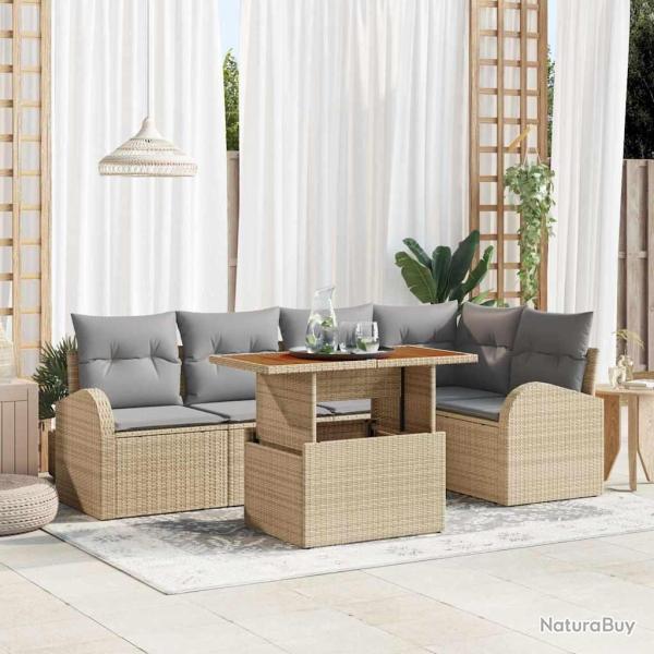 Ensemble de canap� de jardin 6 pcs Beige Poly rotin