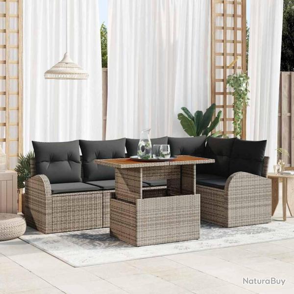 Ensemble de canap� de jardin 6 pcs Gris Poly rotin