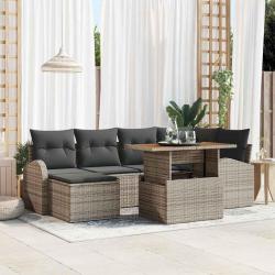 Ensemble de canap&eacute; de jardin 7 pcs Gris Poly rotin