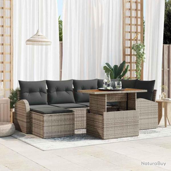 Ensemble de canap� de jardin 7 pcs Gris Poly rotin