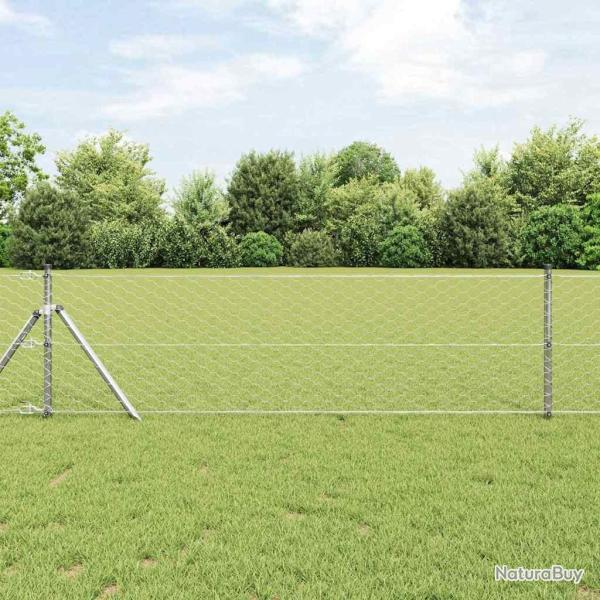Poteau de cl�ture. Argent� 10 x 0,6 m (treillis de 50 mm) Acier