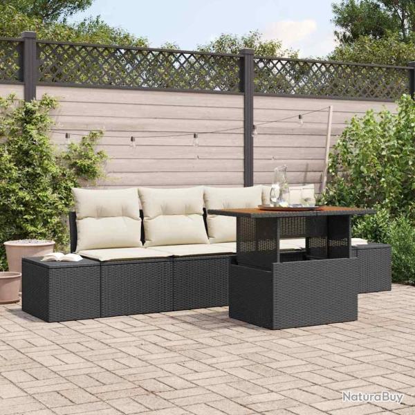 Ensemble de canap� de jardin 5 pcs Noir Poly rotin