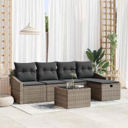 Ensemble de Canap&eacute;s avec coussin avec stockage Gris polyrotin