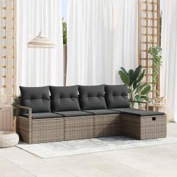 Ensemble de Canap&eacute;s avec coussin avec stockage Gris polyrotin