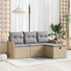 Ensemble de canap&eacute; de jardin 4 pcs Beige et Gris clair