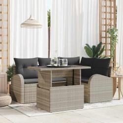 Ensemble de canap&eacute; de jardin 5 pcs Gris clair Poly rotin