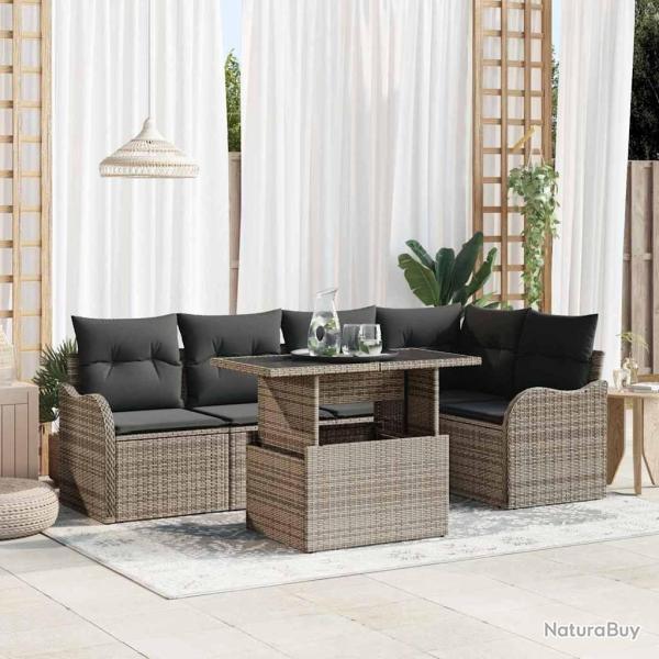 Ensemble de canap� de jardin 6 pcs Gris Poly Rattan