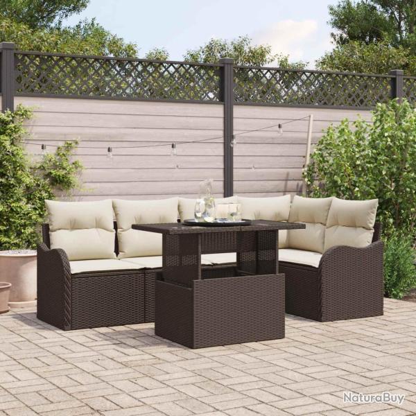 Ensemble de canap� de jardin 6 pcs Marron Poly Rattan