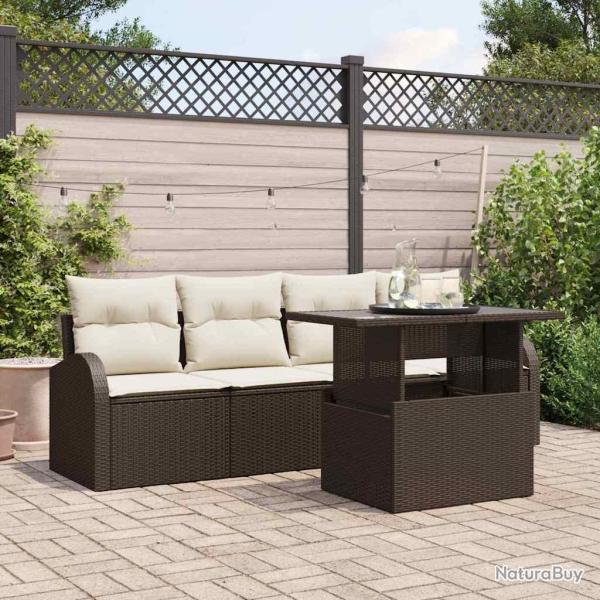 Ensemble de canap� de jardin 5 pcs Marron Poly Rattan